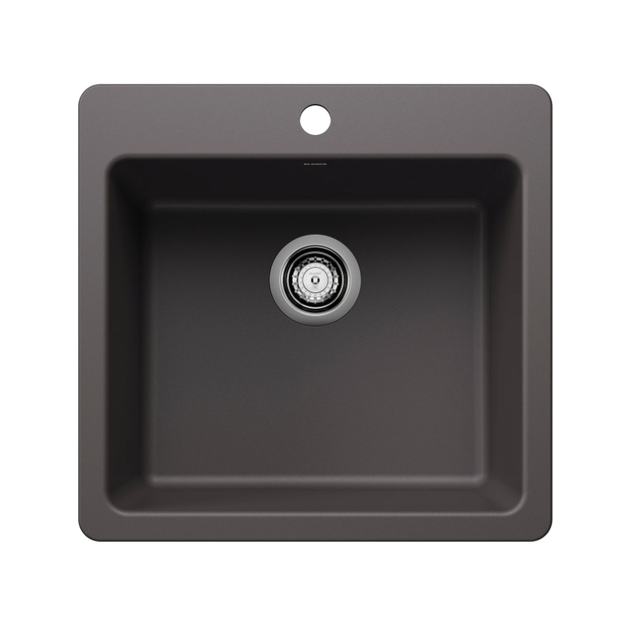 443228 - Liven SILGRANIT 21" Single Bowl Dual Mount Kitchen Sink - Cinder