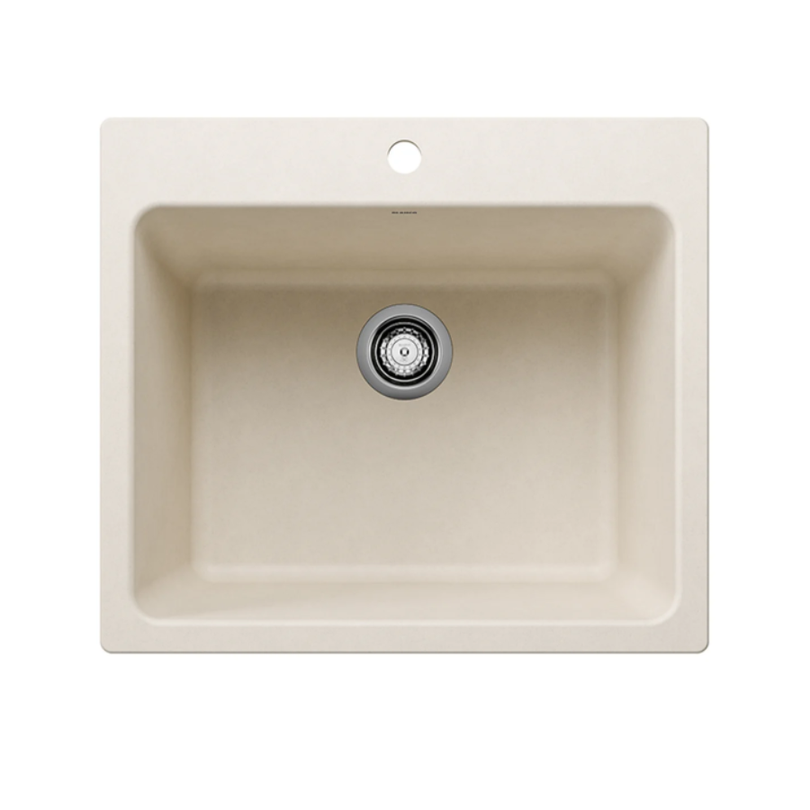 443079 - Liven SILGRANIT 25" Single Bowl Dual Mount Laundry Sink - Soft White