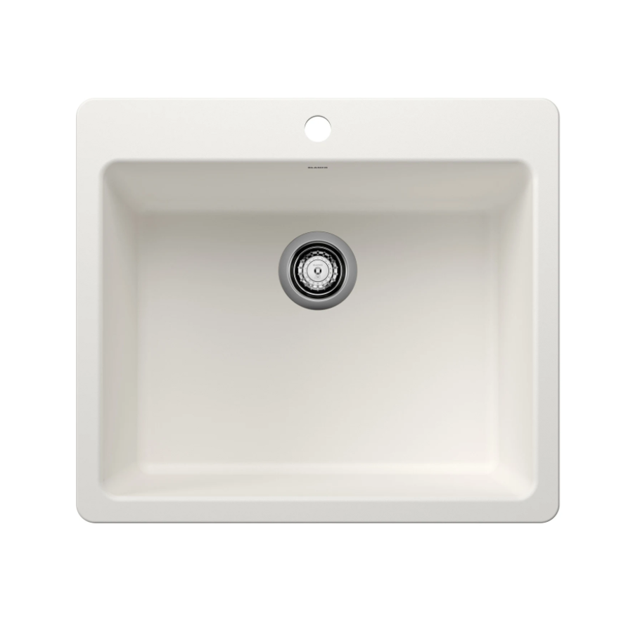 443221 - Liven SILGRANIT 25" Single Bowl Dual Mount Kitchen Sink - White