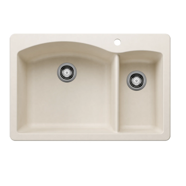 443062 -Diamond SILGRANIT 33" 70/30 Double Bowl Dual Mount Kitchen Sink - Soft White