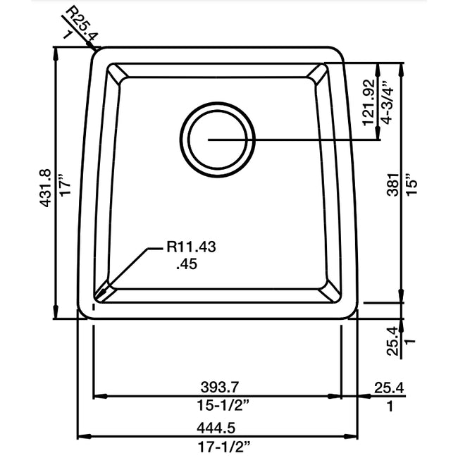 443124 - 17.5" x 17" Performa Undermount Bar Sink - Volcano Gray