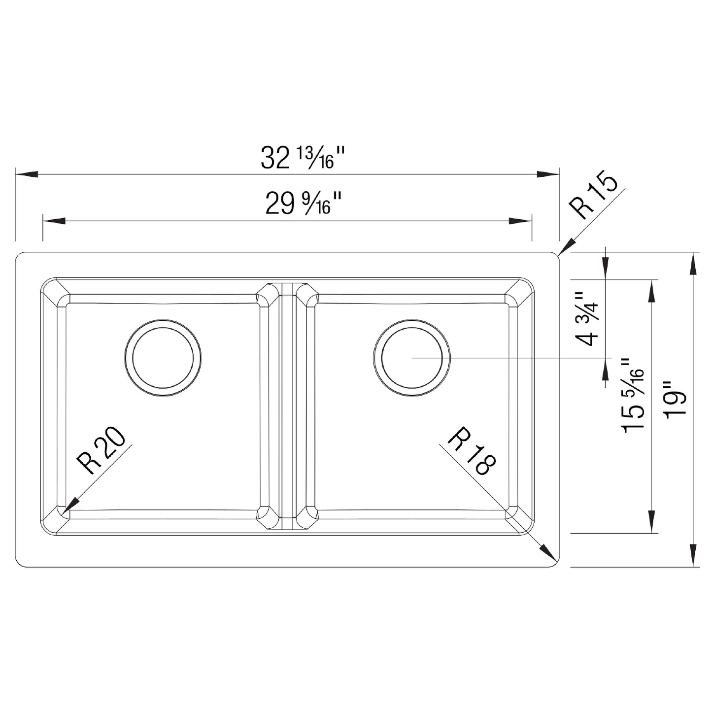 526548 - 33" Vintera Double Bowl Apron-Front Farmhouse Sink - Cinder