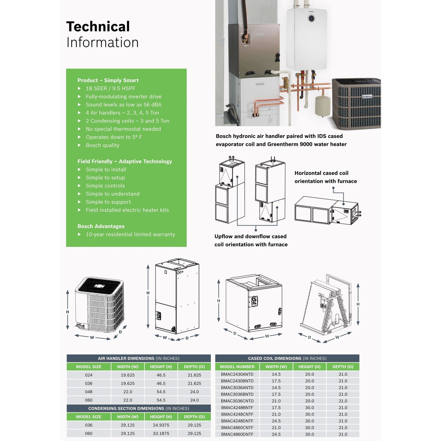 BMAC3036CNTD - 3 Ton 21" Width Multi-Positional Evaporator Cased Coil