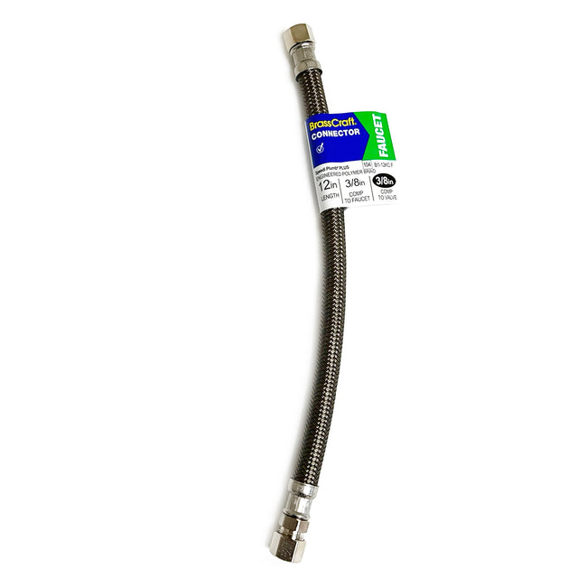 B1-12KC-F - Braided Faucet Connector - 3/8" Comp x Comp, 12"