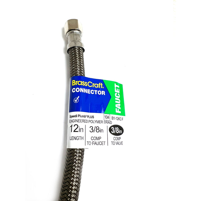 B1-12KC-F - Braided Faucet Connector - 3/8" Comp x Comp, 12"