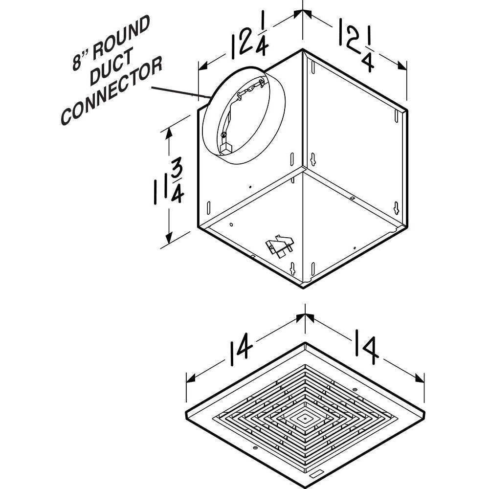 L100E - High Capacity Light Commercial Ceiling Mount Ventilation Fan - 0.3 Sones - 130 CFM