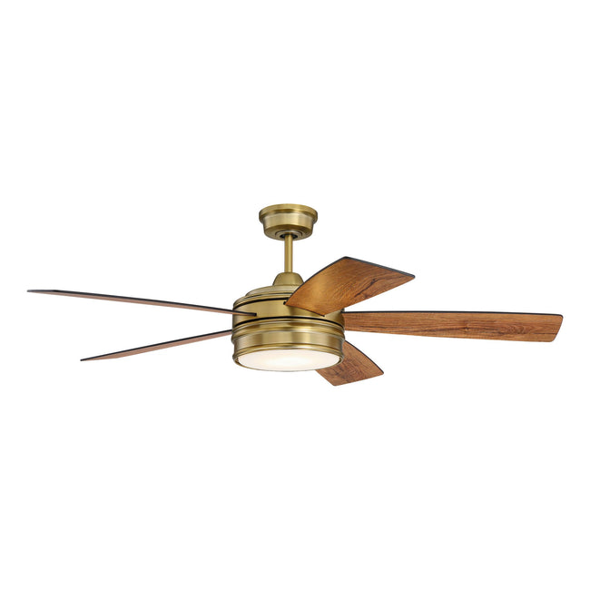 BRX52SB5 - Braxton 52" 5 Blade Ceiling Fan with Light Kit - Remote & Wall Control - Satin Brass