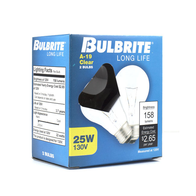 101025 - Specialty Clear A19 LED Light Bulb - 25 Watt - 2700K - 25 Pack