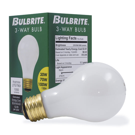 102100 - Frosted A19 Incandescent 3-Way Light Bulb - 100 Watt - 12 Pack