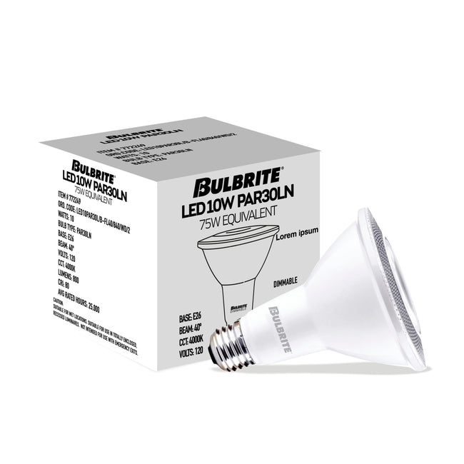 772249 - Dimmable Wet Rated PAR30 Long Neck LED Flood Light Bulb - 10 Watt - 4000K - 4 Pack