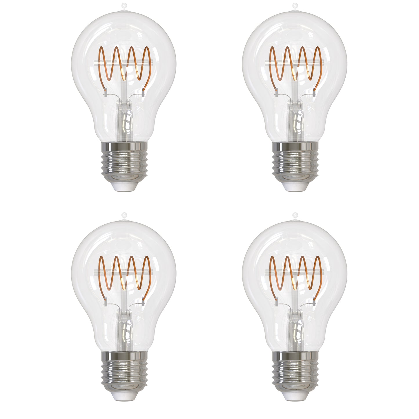 776514 - Filaments Dimmable Clear Glass A19 LED Light Bulb - 4.5 Watt - 2100K - 4 Pack