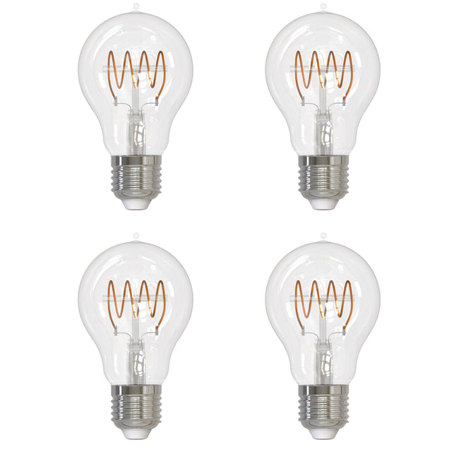 776514 - Filaments Dimmable Clear Glass A19 LED Light Bulb - 4.5 Watt - 2100K - 4 Pack
