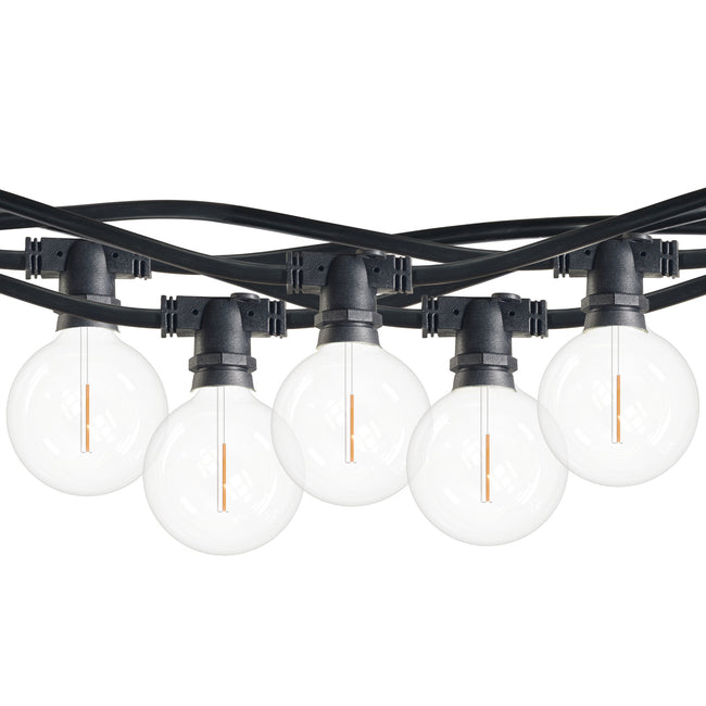 812123 - 10 Light 14' String Light with Plastic LED Clear G16 Globe Light Bulbs