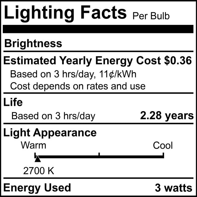 410313 - Specialty Clear CA10 LED Light Bulb - 3 Watt - 2700K - 18 Pack