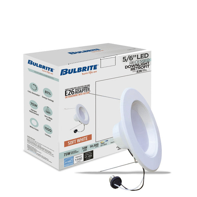 773166 - 5" or 6" Recessed Downlight with Socket Adapter - 14 Watt - 3000K - 4 Pack