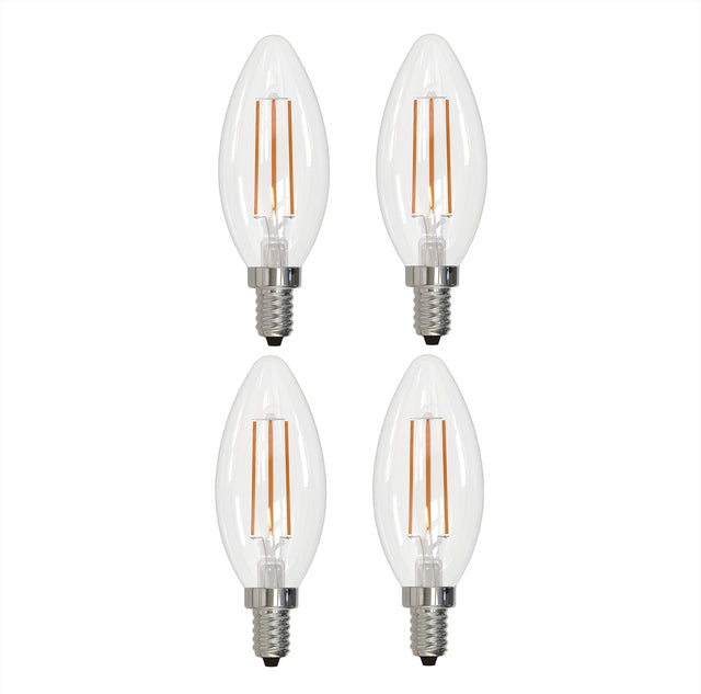 776756 - Filaments Dimmable Clear Glass B11 LED Light Bulb - 4 Watt - 2700K - 4 Pack