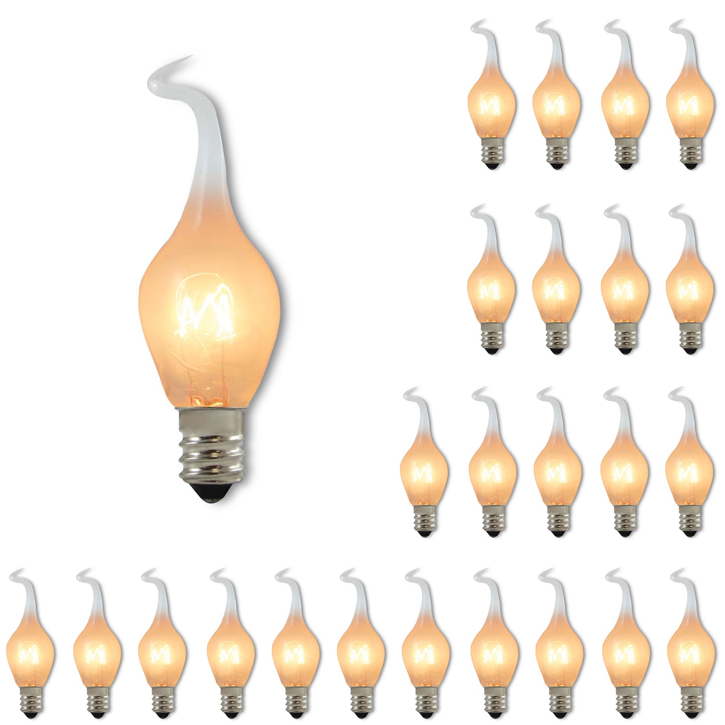 411006 - Silicone & Flicker S6 Candelabra Light Bulb - 6 Watt - 25 Pack