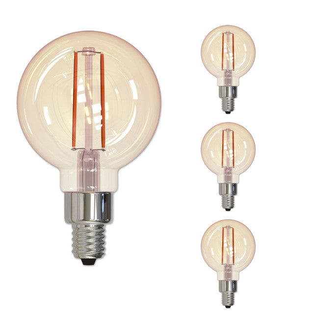 776906 - Filaments Dimmable Antique Glass G16 LED Light Bulb - 2.5 Watt - 2100K - 3 Pack