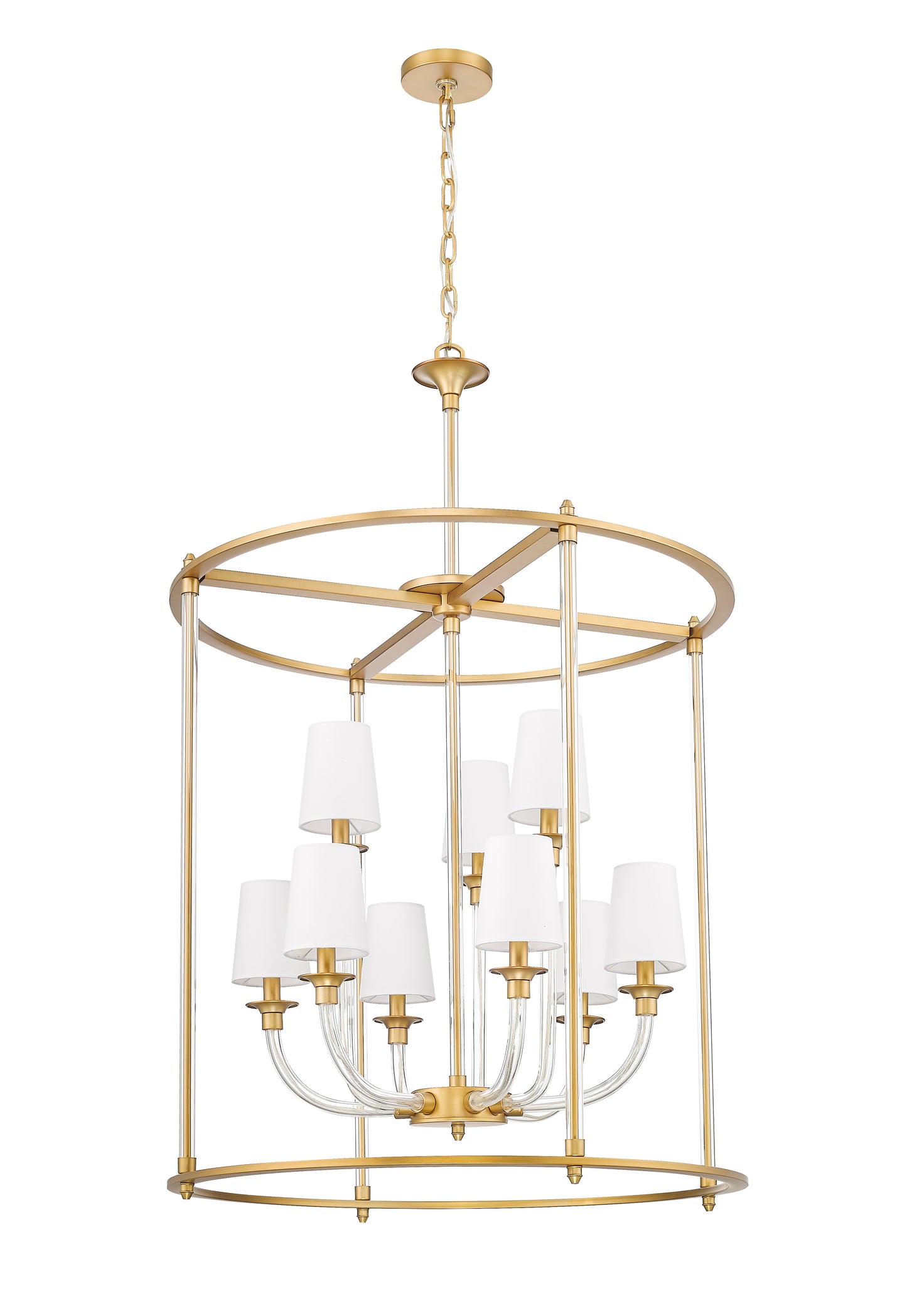 1950-9C-RB - Katerina 9 Light 28" Chandelier - Rubbed Brass