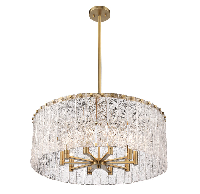 1943P26-MGLD - Glacier 10 Light 27" Chandelier - Modern Gold