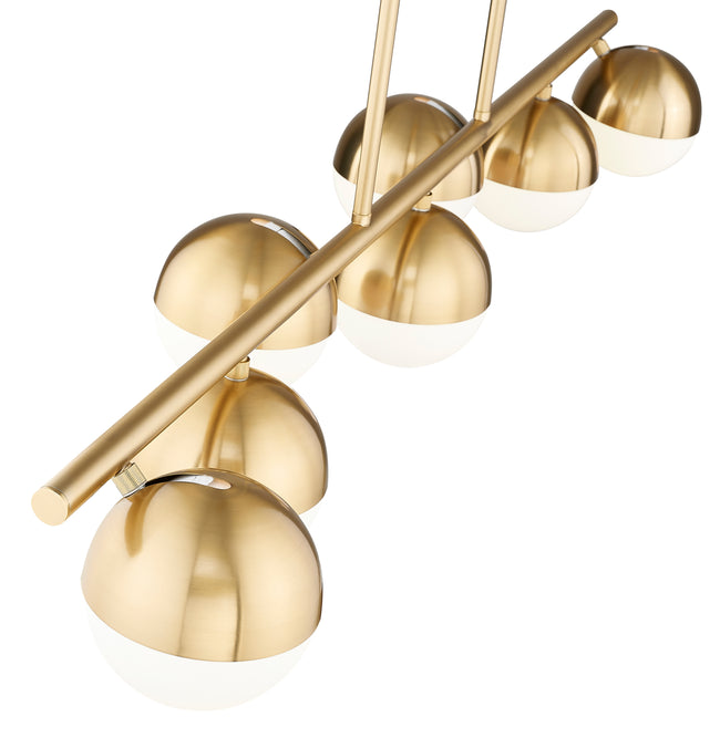 7517-7L-MGLD - Realm Sphere 7 Light Linear 54" Chandelier - Modern Gold