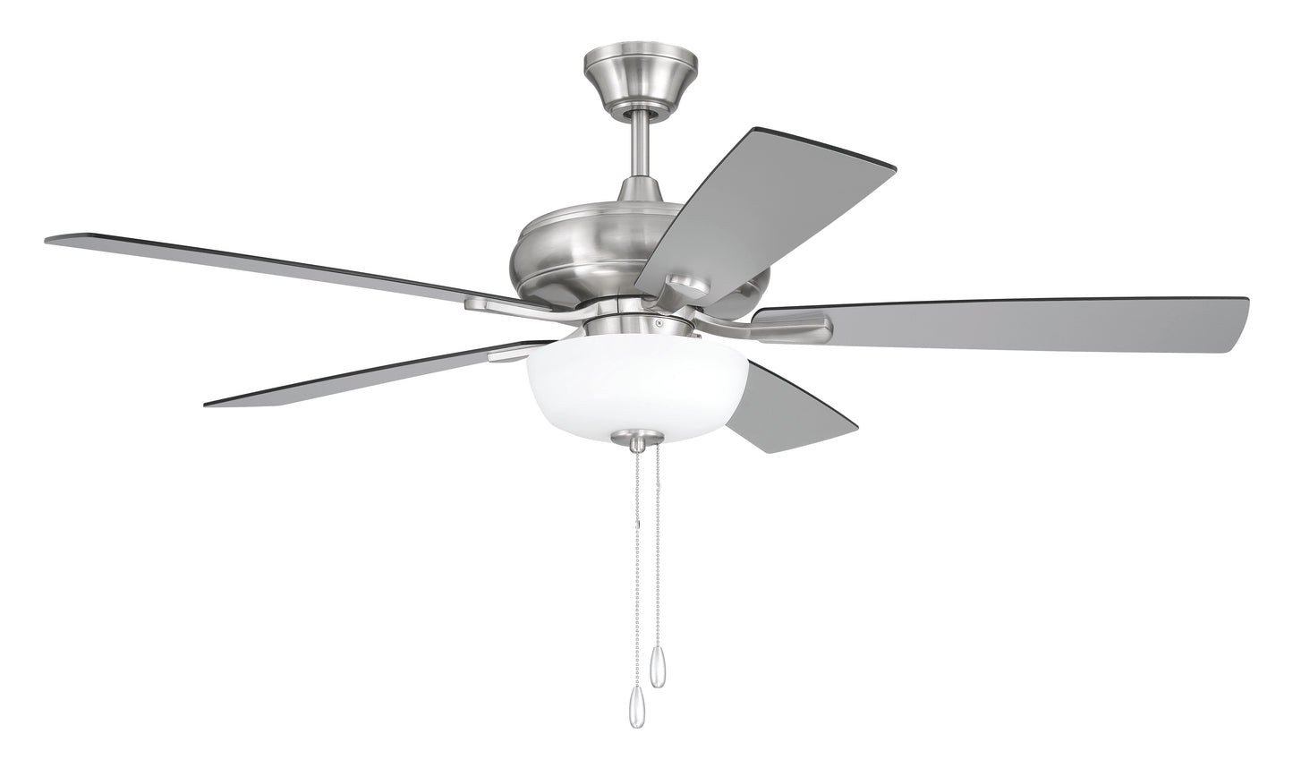 ECF211BNK5-BNGW - EOS 2 Light Frosted White Bowl 52" Ceiling Fan 52" 5 Blade Ceiling Fan with Light Kit - Brushed Nickel