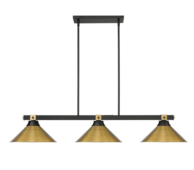 1955-3MB-RB-RB15 - Bronte 3 Light 54" Billiard - Matte Black / Rubbed Brass