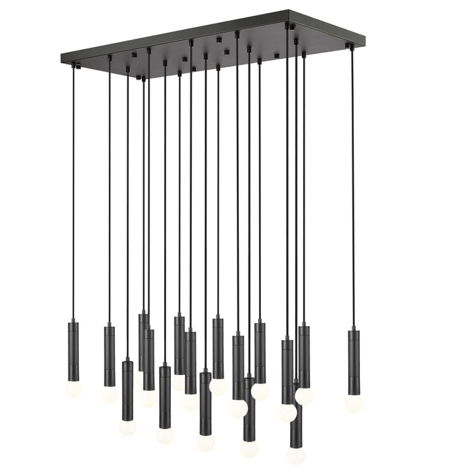 1956P-17L-MB - Stari 17 Light Linear 42" Chandelier - Matte Black