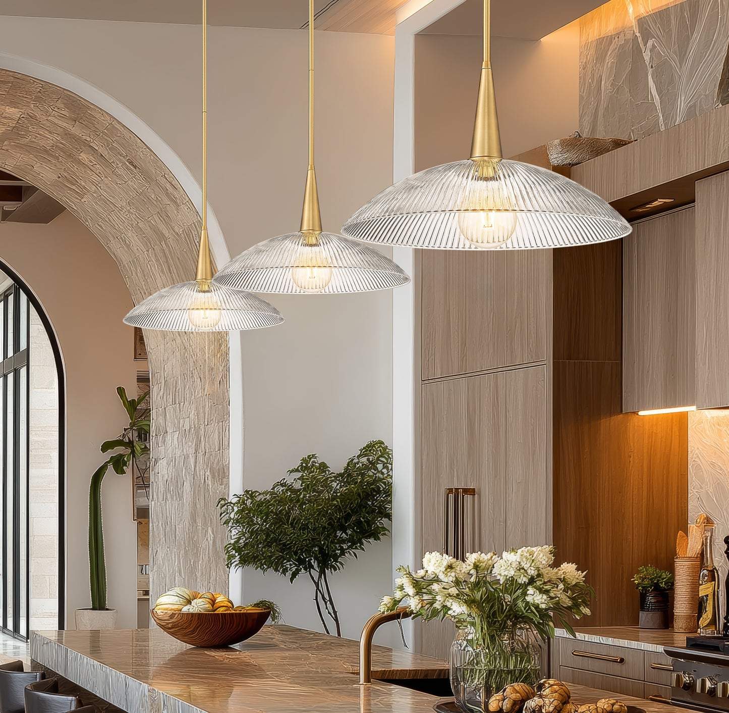 3051P18-MGLD - Lunelle 1 Light 18" Pendant - Modern Gold