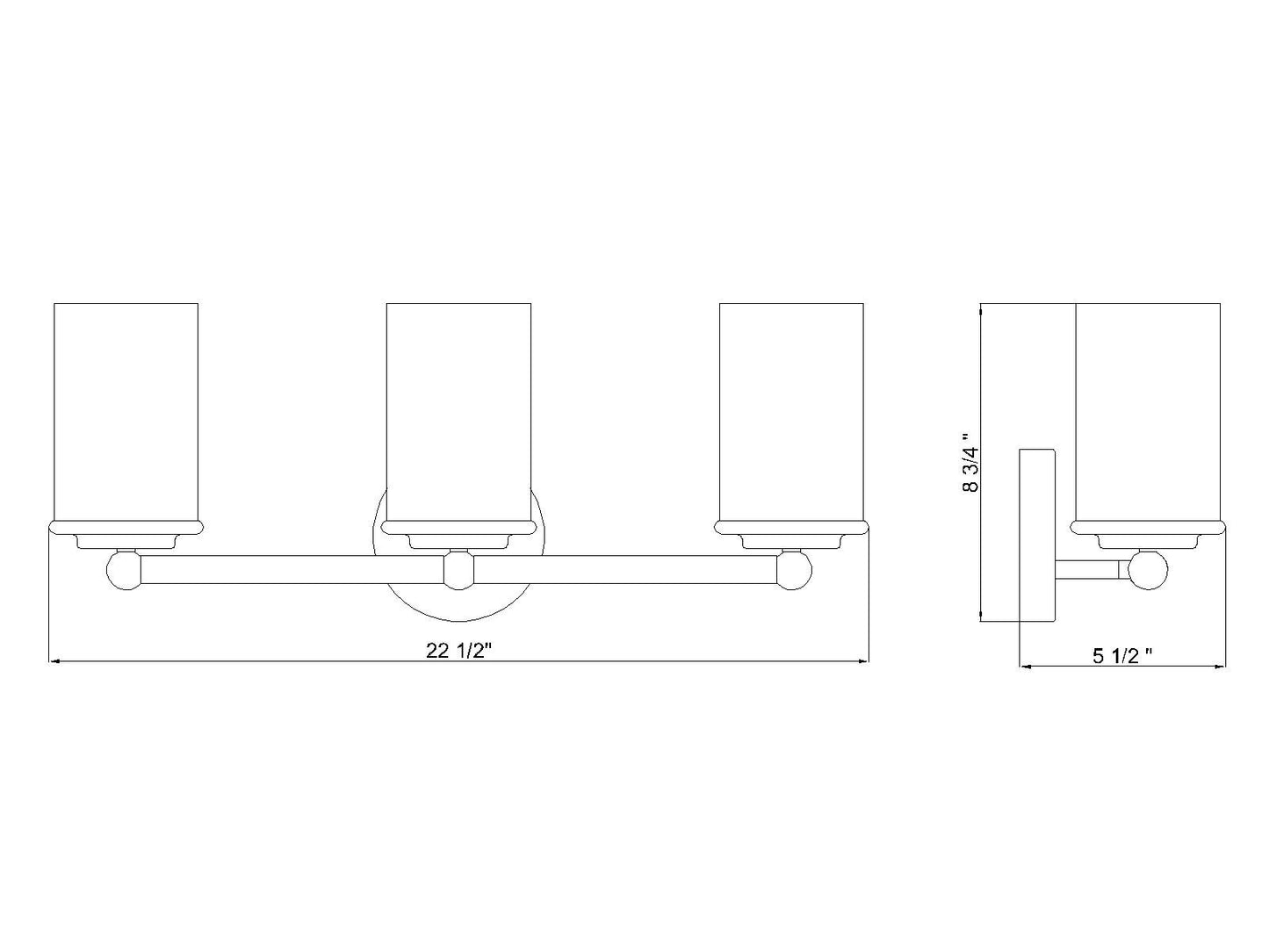 742-3V-MB - Thayer 3 Light 22" Vanity - Matte Black