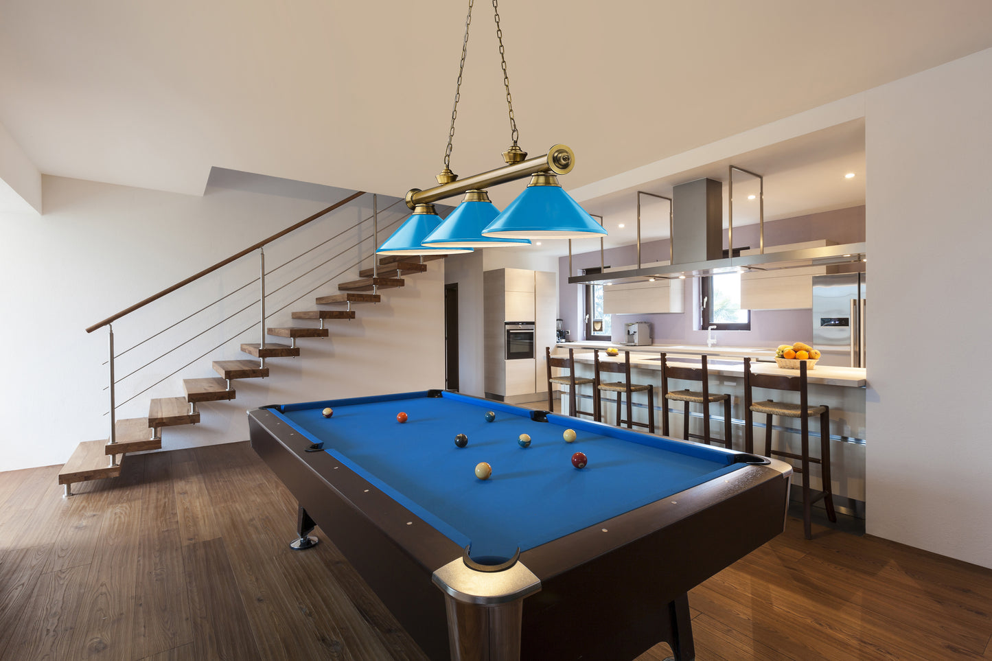 2306-3RB-MEB - Cordon 3 Light 58" Billiard - Rubbed Brass