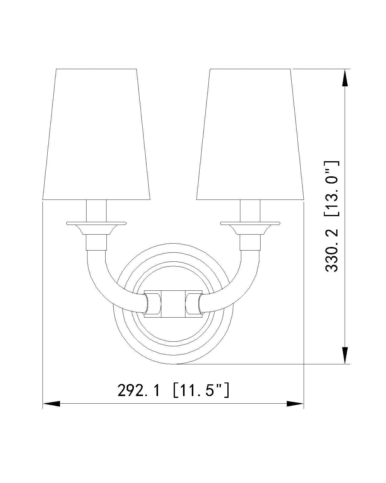 1950-2S-RB - Katerina 2 Light Wall 13" Sconce - Rubbed Brass