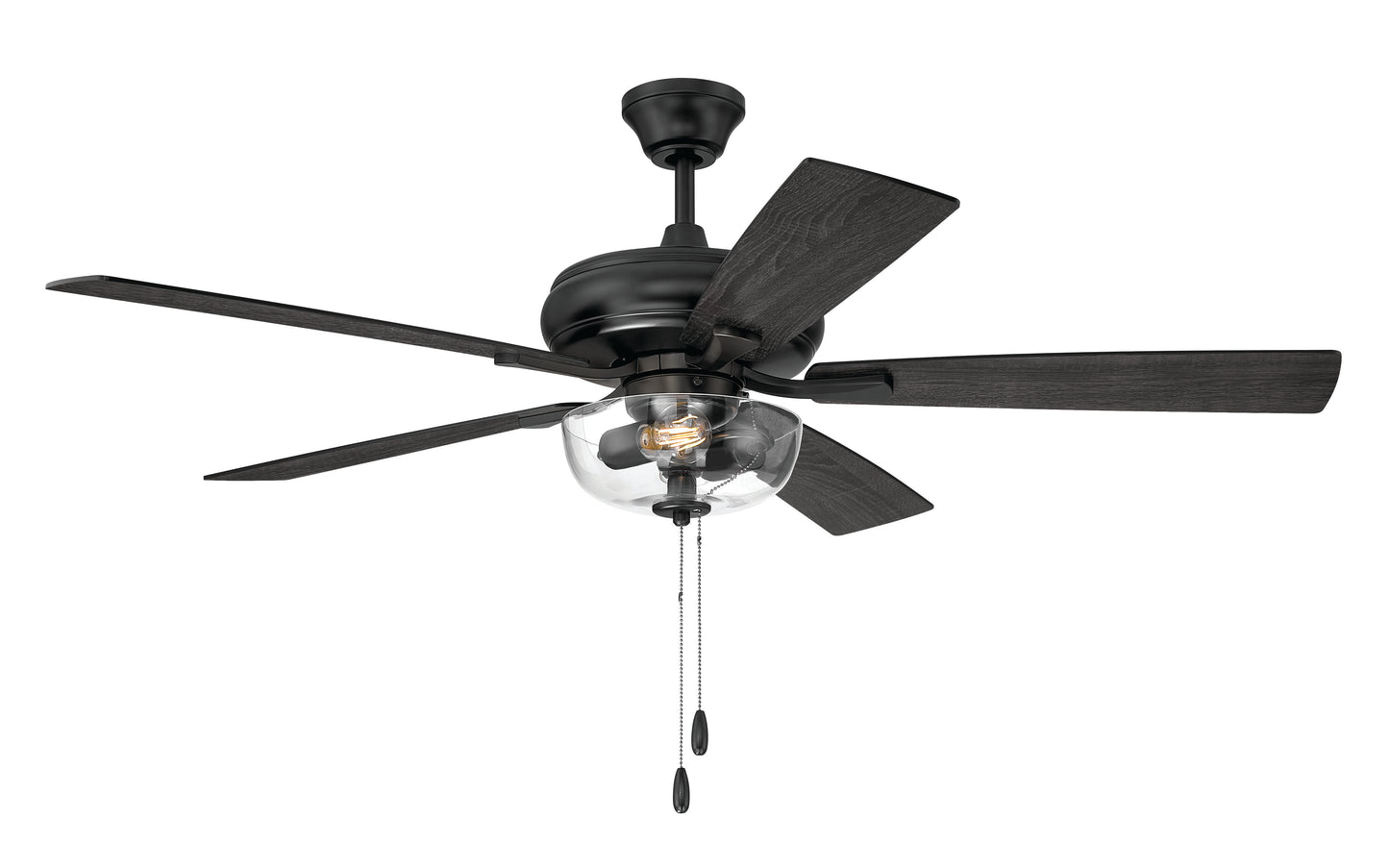 ECF201FB5-FBGW - EOS 2 Light Clear Bowl 52" Ceiling Fan 52" 5 Blade Ceiling Fan with Light Kit - Flat Black