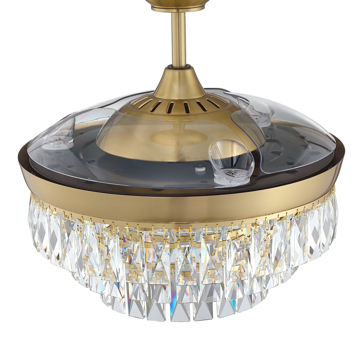 SOF42SB3 - Sofia 42 Hidden Blades 42" 3 Blade Ceiling Fan with Light Kit - Satin Brass
