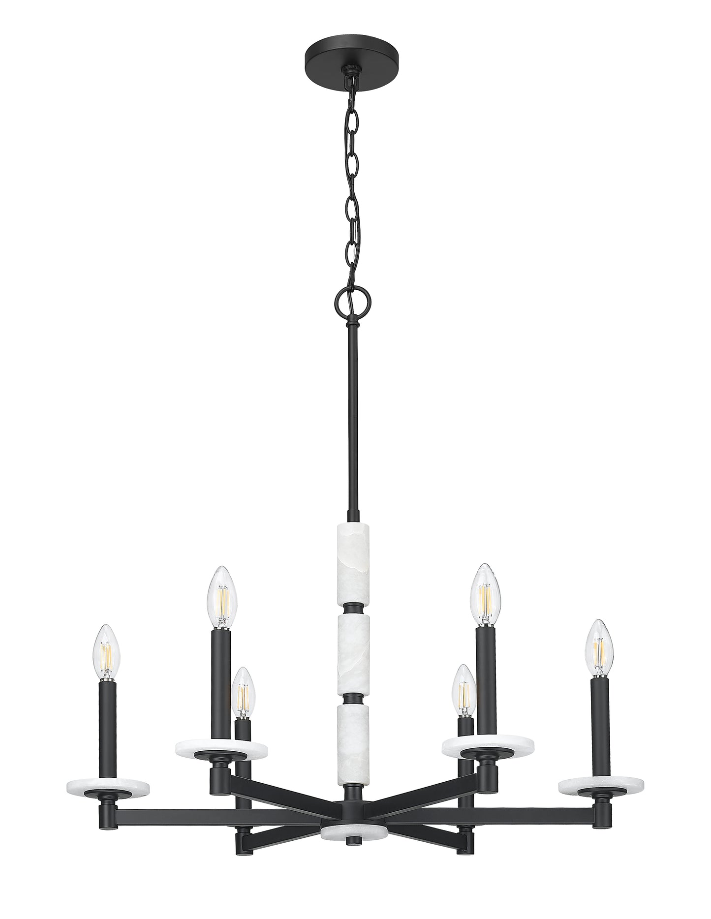 3045-6MB - Kaden 6 Light 28" Chandelier - Matte Black