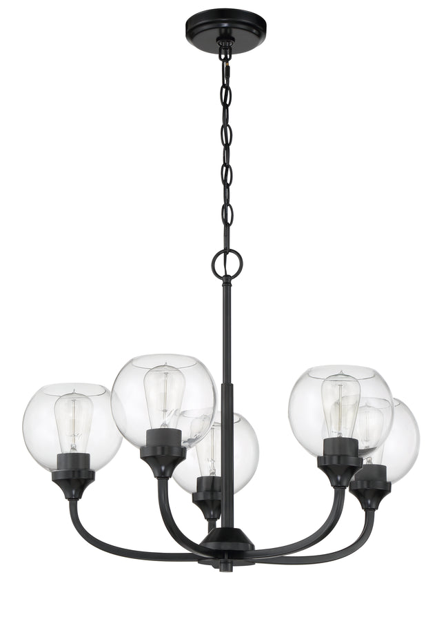 56225-FB - Glenda 5 Light 24" Wide Chandelier - Flat Black