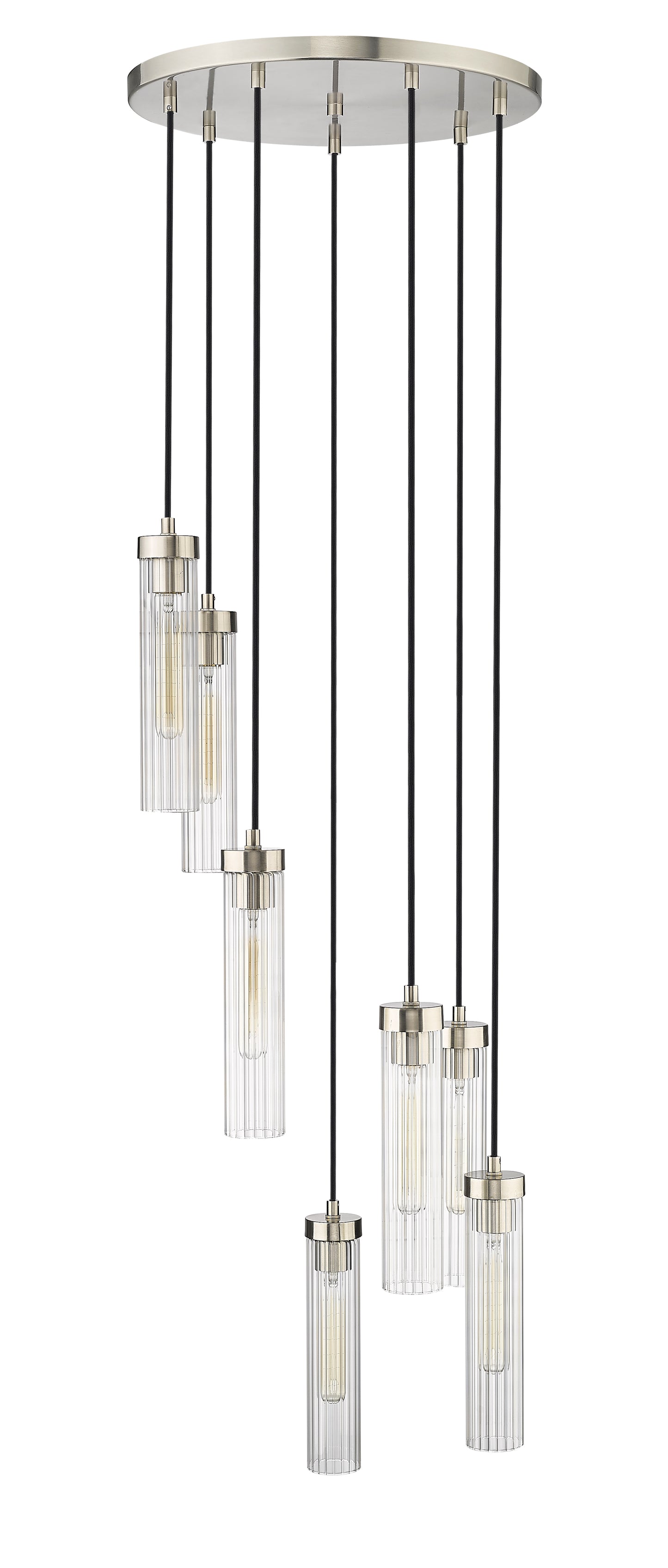 740P-7R-BN - Beau 7 Light 18" Chandelier - Brushed Nickel