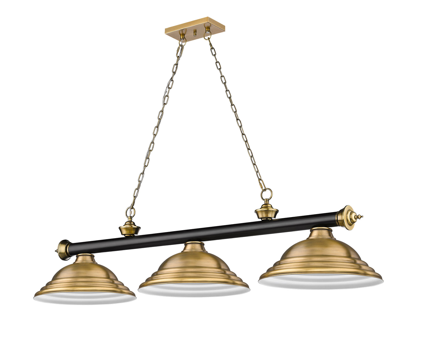 2306-3MB-RB-SRB - Cordon 3 Light 58" Billiard - Matte Black / Rubbed Brass