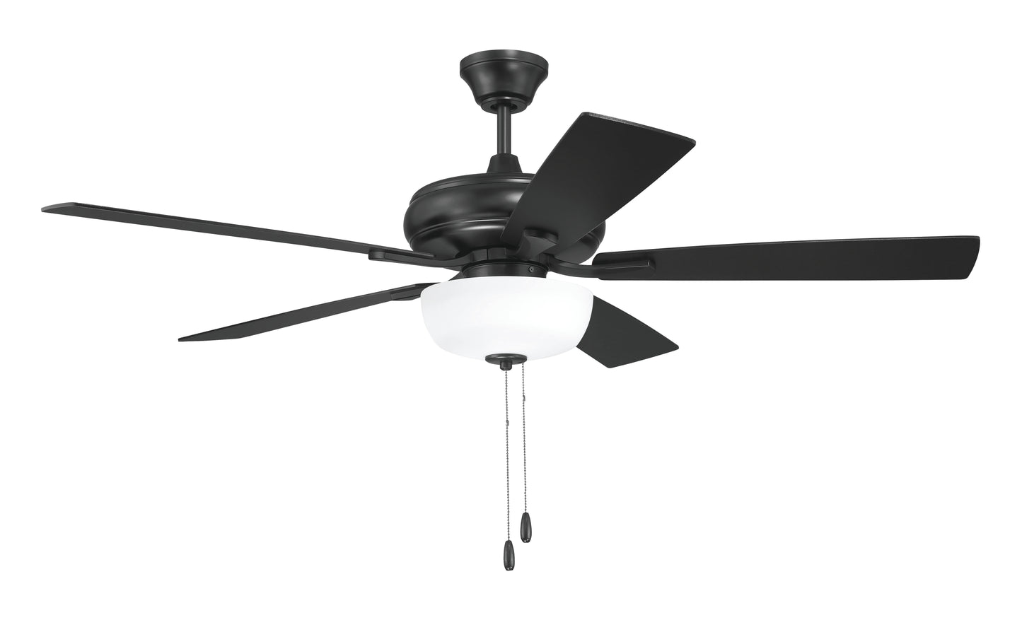 ECF211FB5-FBGW - EOS 2 Light Frosted White Bowl 52" Ceiling Fan 52" 5 Blade Ceiling Fan with Light Kit - Flat Black