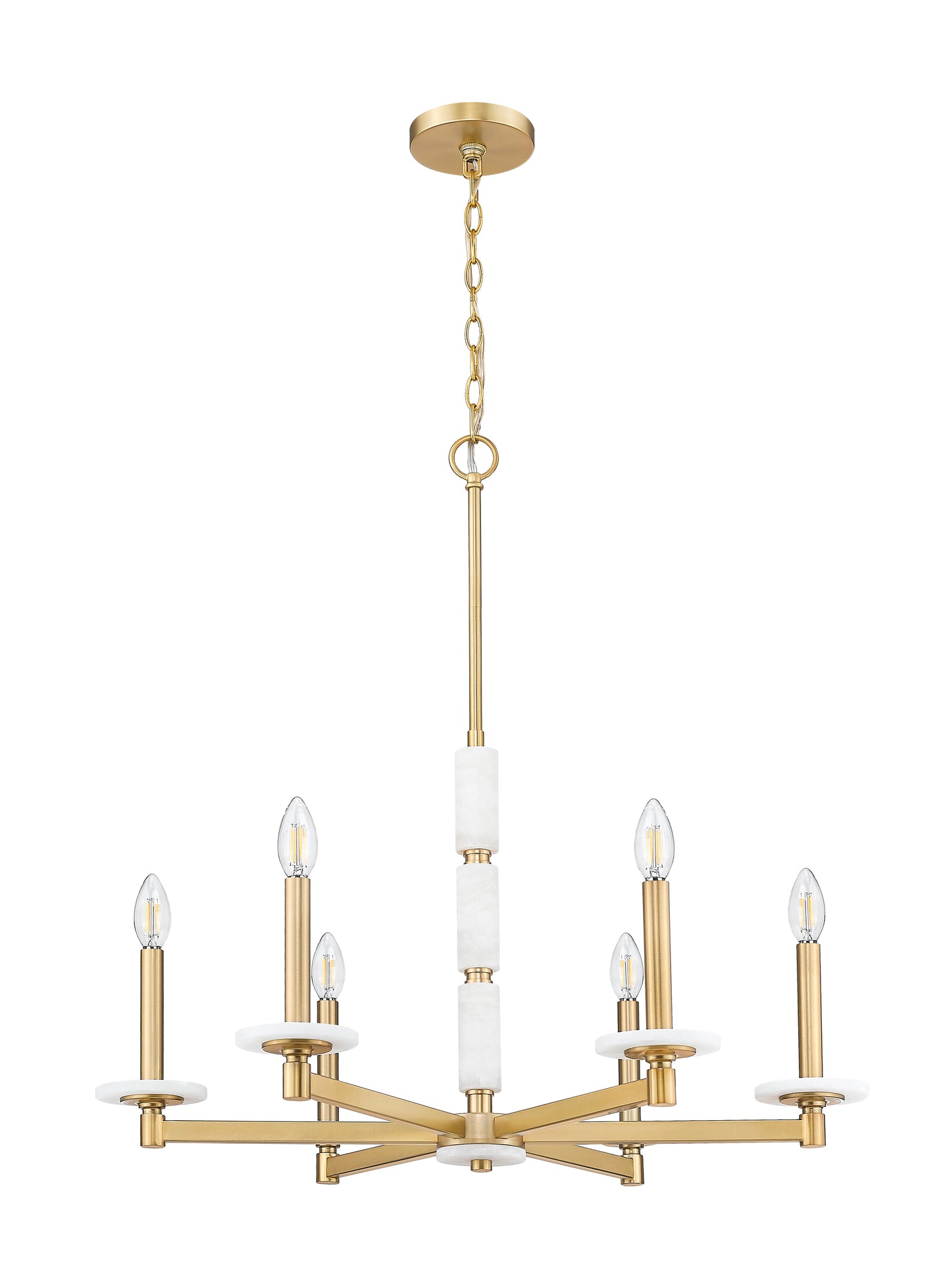 3045-6MGLD - Kaden 6 Light 28" Chandelier - Modern Gold