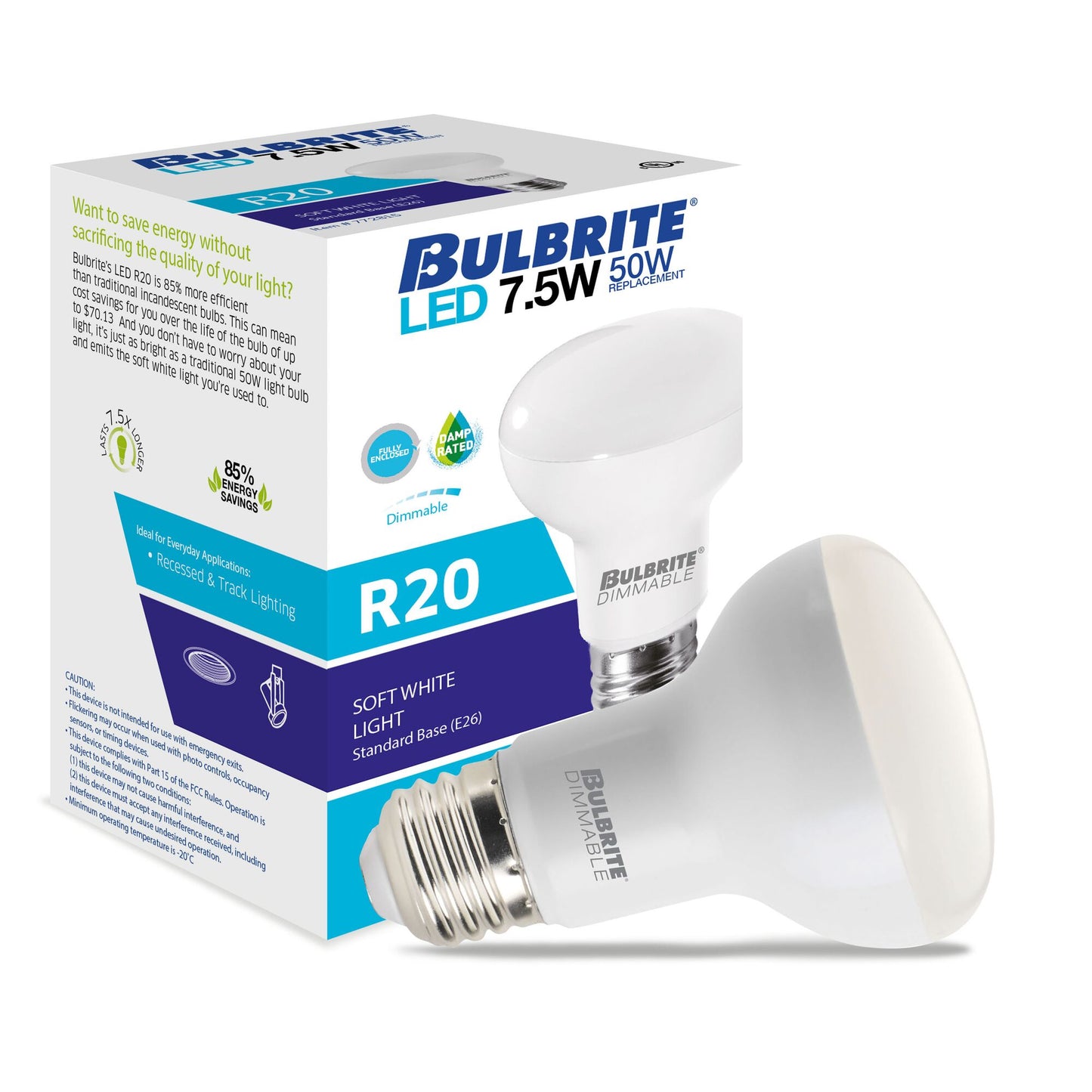 772865 - Dimmable Frost R20 LED Light Bulb - 7.5 Watt - 3000K - 4 Pack