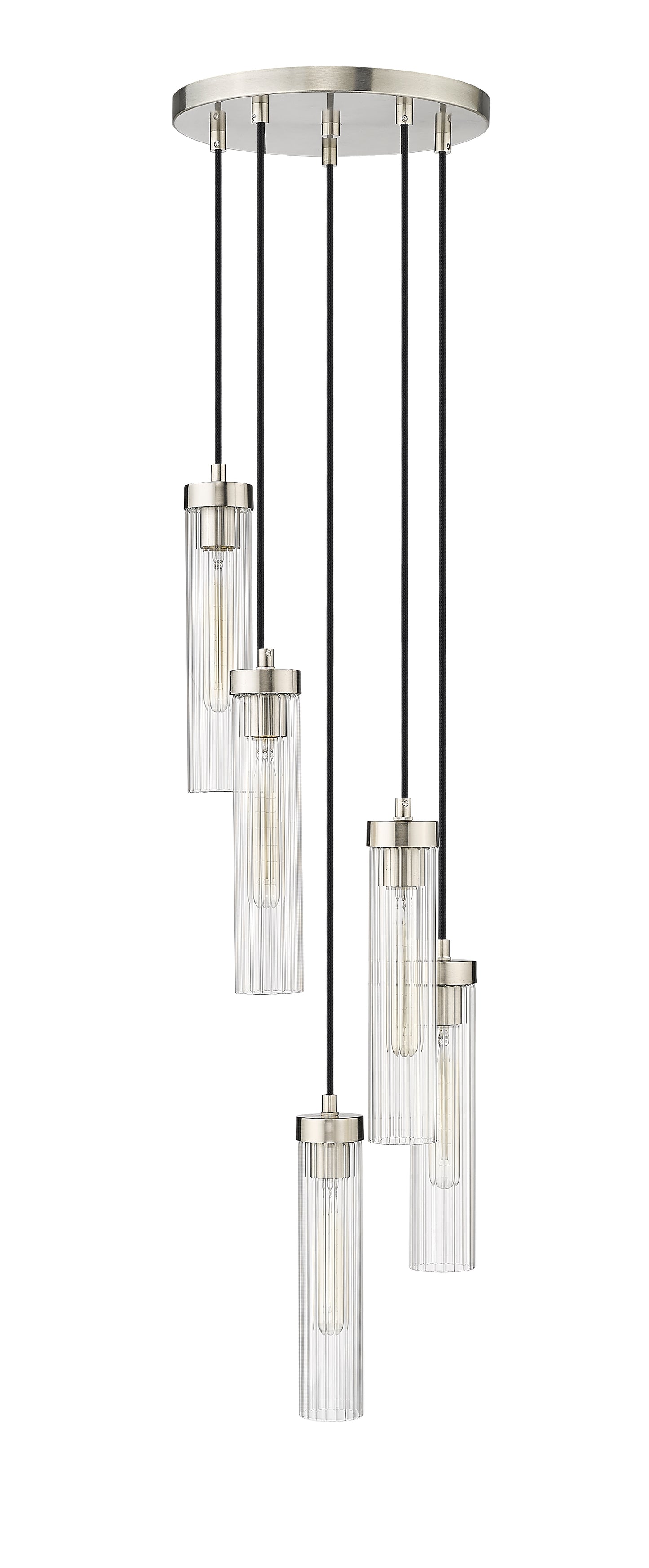 740P-5R-BN - Beau 5 Light 12" Chandelier - Brushed Nickel
