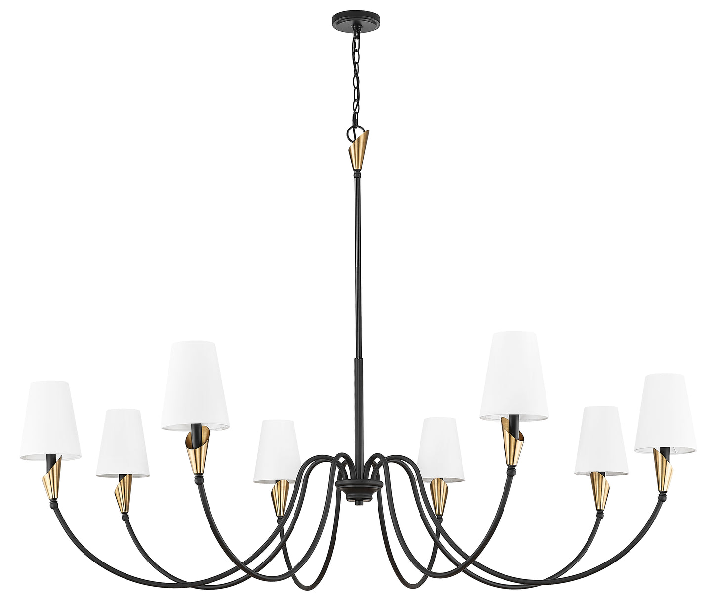 4014-65MB-MGLD - Claudelle 8 Light 65" Chandelier - Matte Black / Modern Gold