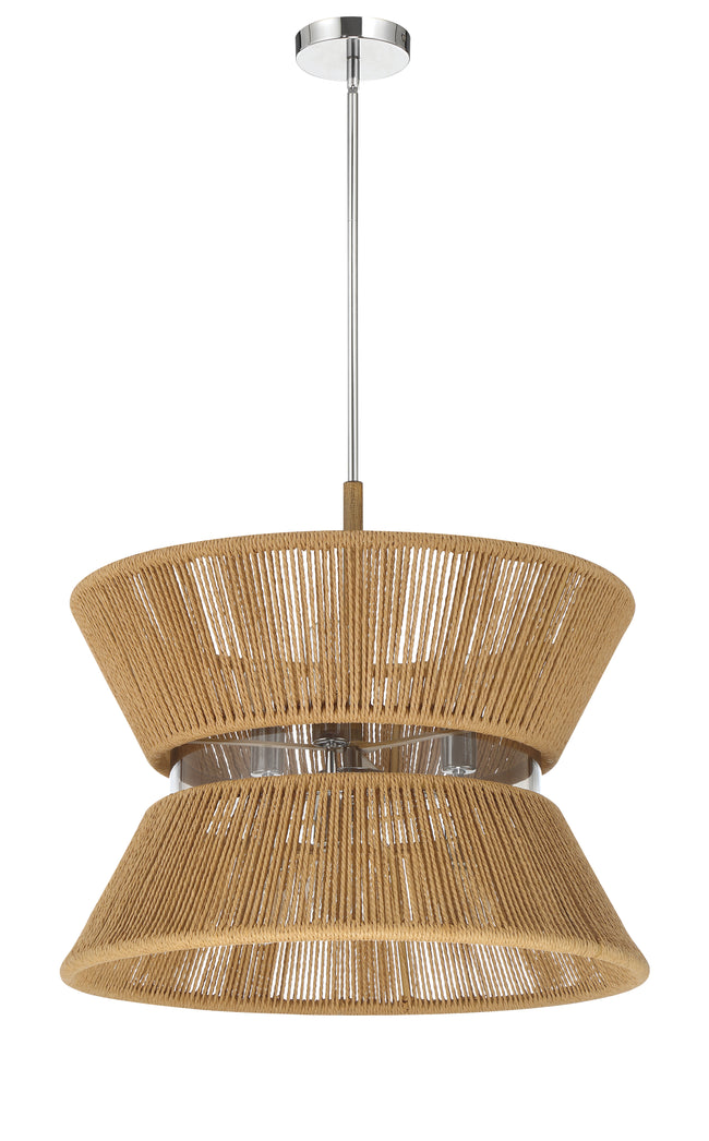 58596-CHWAL - Serena 6 Light 24" Wide Pendant - Chrome / Walnut