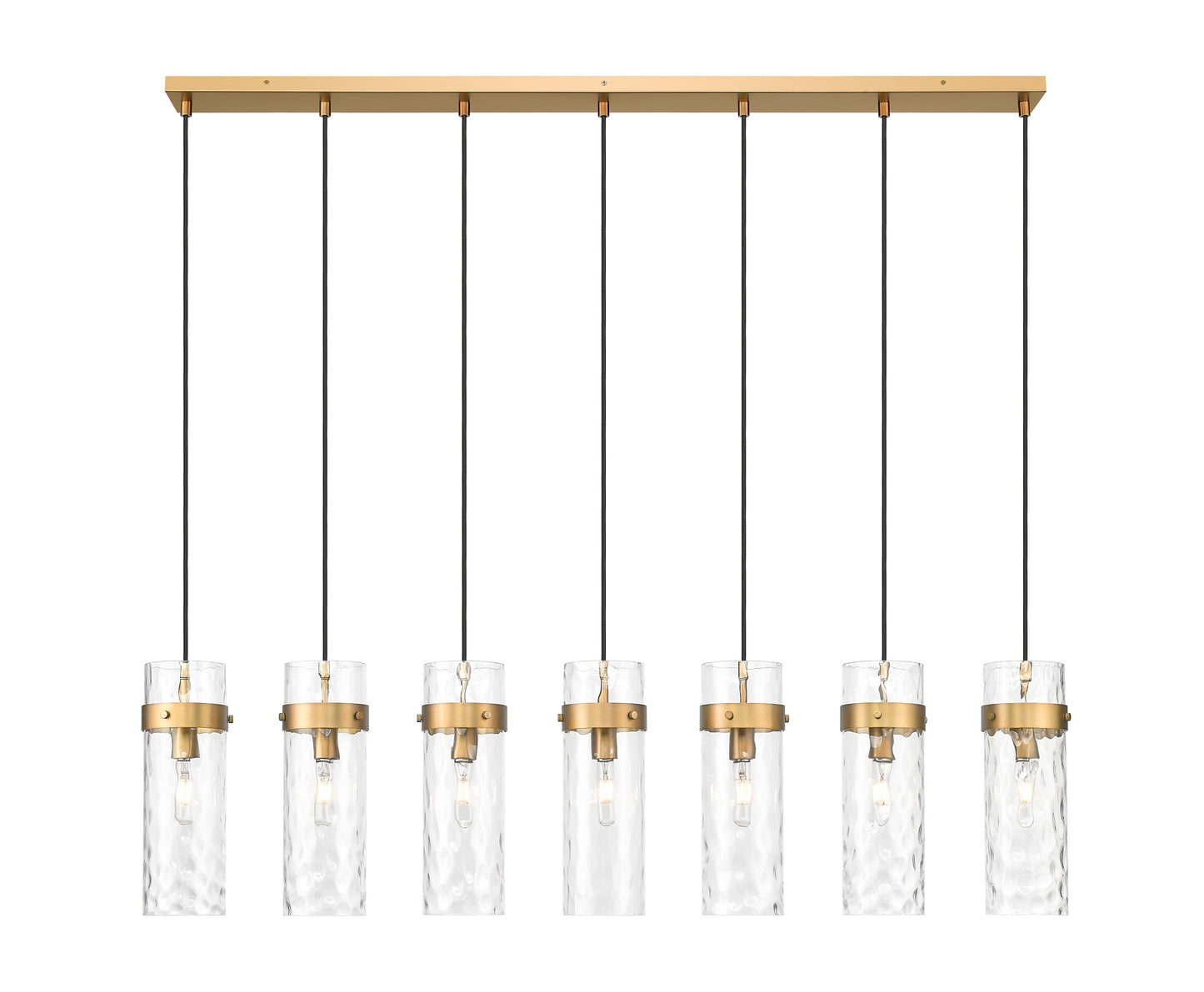 7002P5-7L-RB - Fontaine 7 Light Linear 57" Chandelier - Rubbed Brass