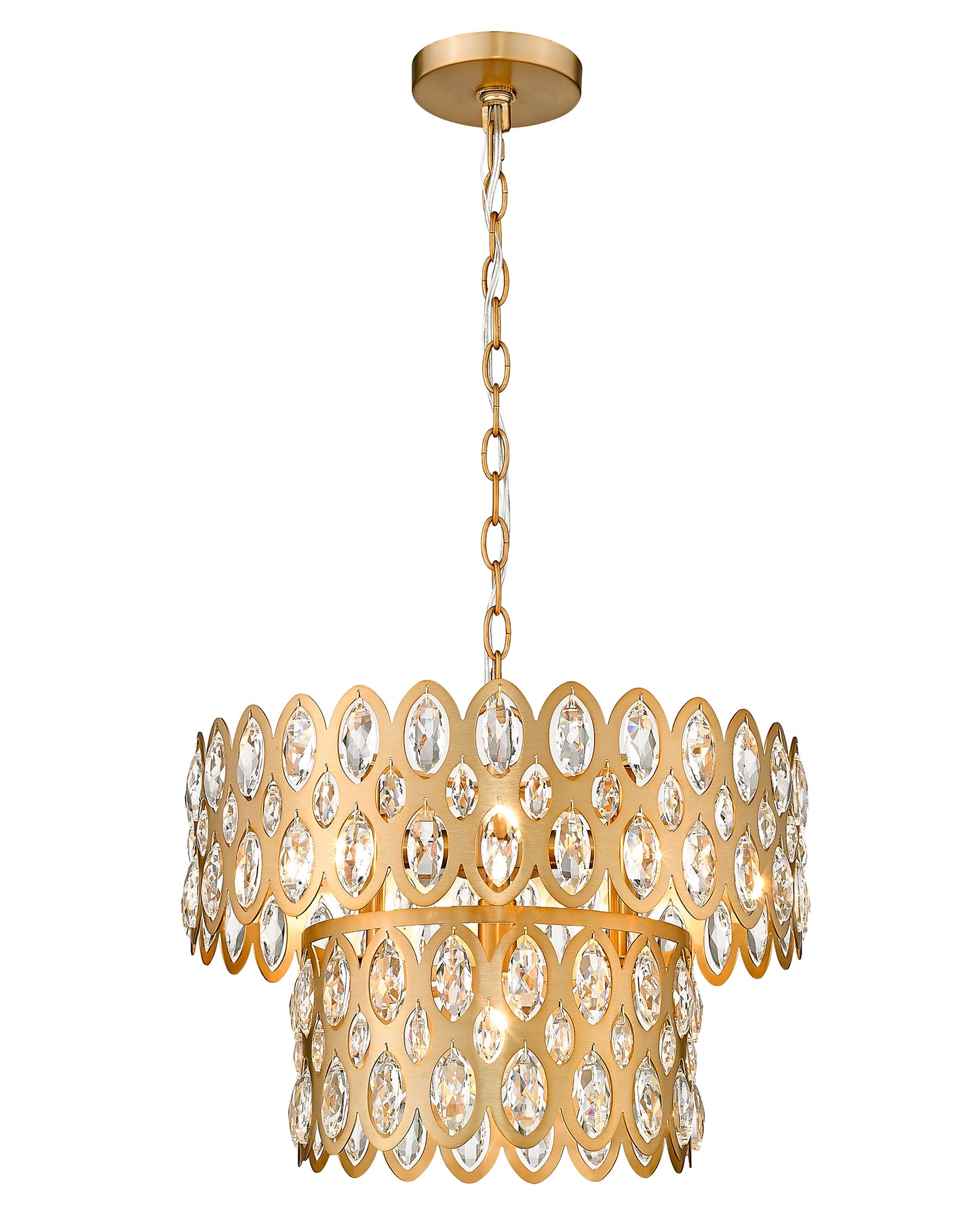 822P15-HB - Dealey 5 Light 16" Pendant - Heirloom Brass