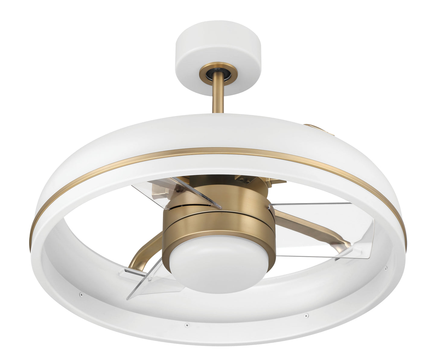 TYL24WSB3-NWF - Taylor 18" Fandelier no Wifi 20" 3 Blade Indoor Outdoor Ceiling Fan with Light Kit - White / Satin Brass
