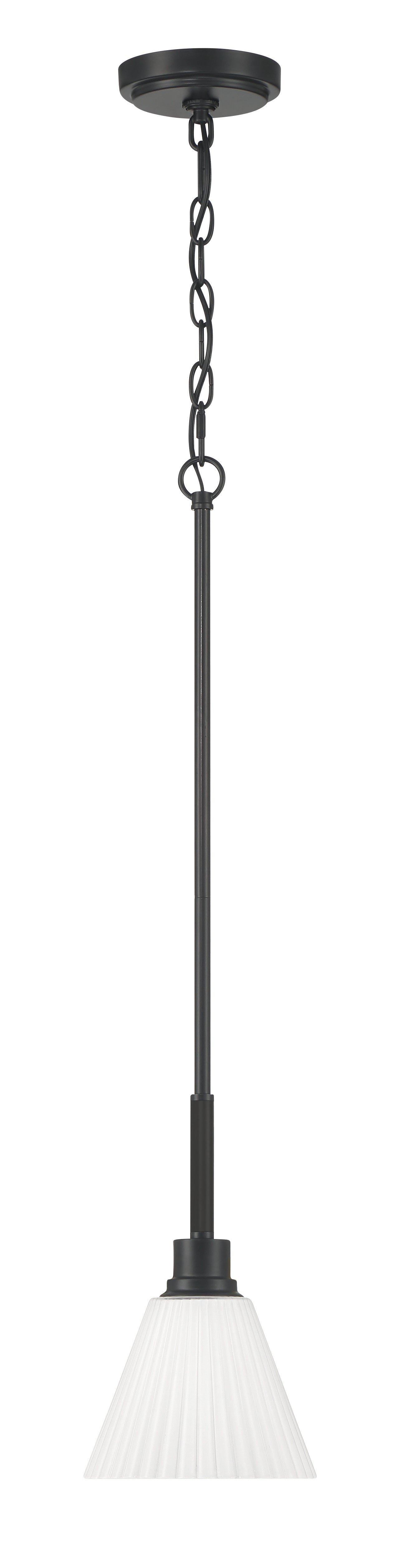 62391-FB - Pleated II 1 Light 7.13" Wide Mini Pendant - Flat Black