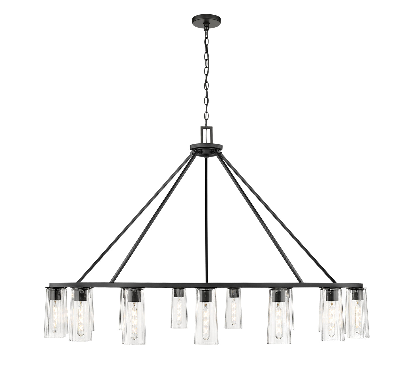 826-15MB - Titus 15 Light 62" Chandelier - Matte Black