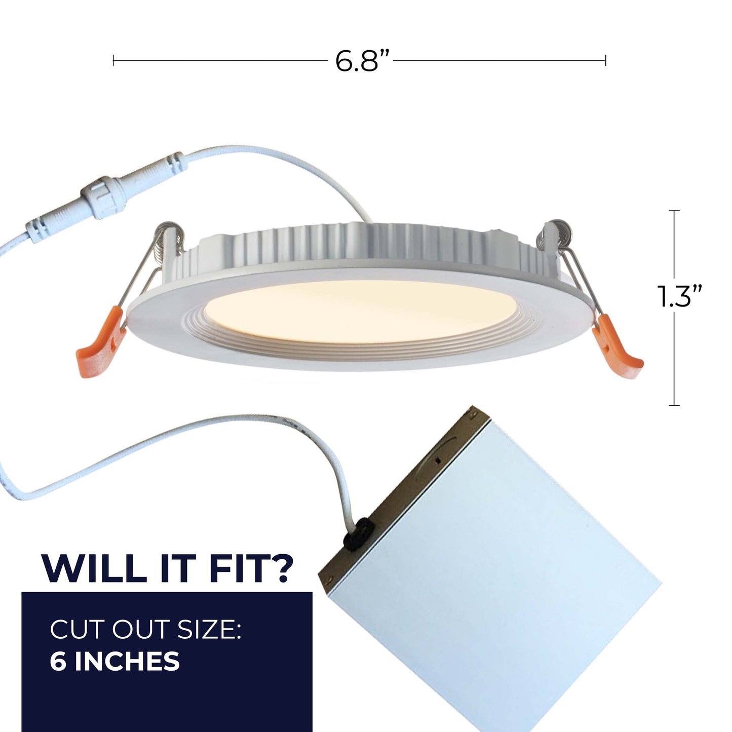 773262 - LED 6" Round Recessed Downlight Fixture with Metal Jbox & Baffle, 70 Watt Equivalent, 4000K/Cool White, White Finish - 2 Pack